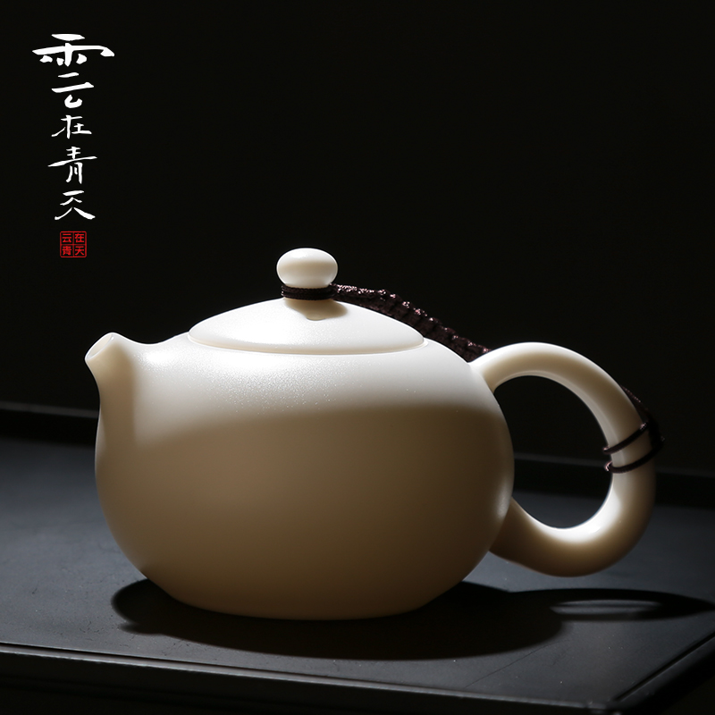 White porcelain kung fu tea set suit portable is suing travel dehua porcelain jade teapot teacup of a complete set of household contracted ceramics