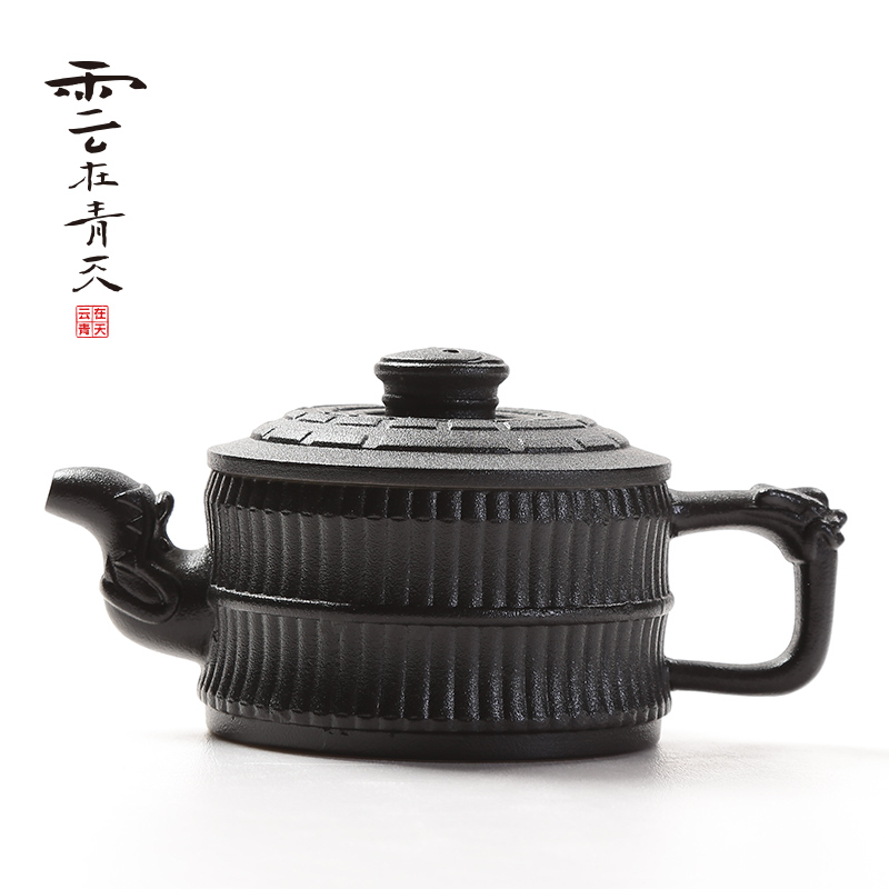 Black pottery pot 2 cups of portable travel cup tea set suit Japanese ceramic teapot small kung fu of a complete set of ceramic POTS