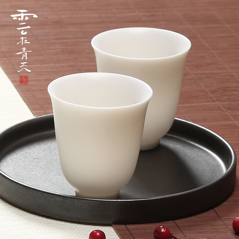 Since raw glaze high tube is master sample tea cup white keller cup jade porcelain single glass ceramic lamp that kung fu tea cups white porcelain