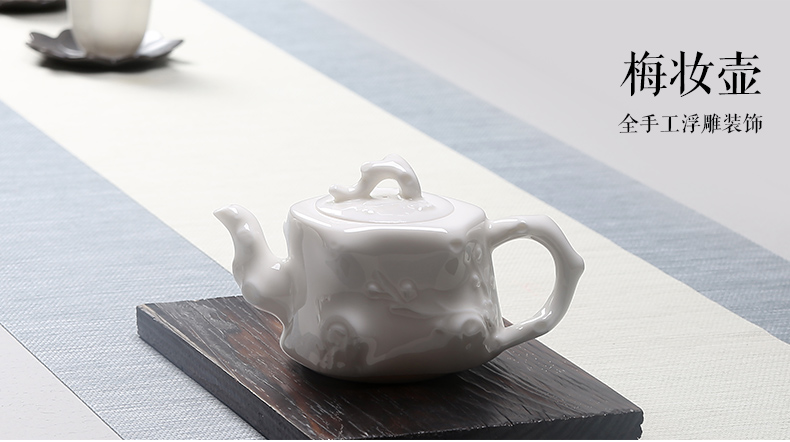 Small white porcelain beauty jade pot of manual dehua porcelain ceramic kung fu tea set the single tea pot lid to use household filter side