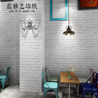 Retro 3d three-dimensional cultural brick background wall wallpaper brick brick dining room shop clothing store white brick wallpaper