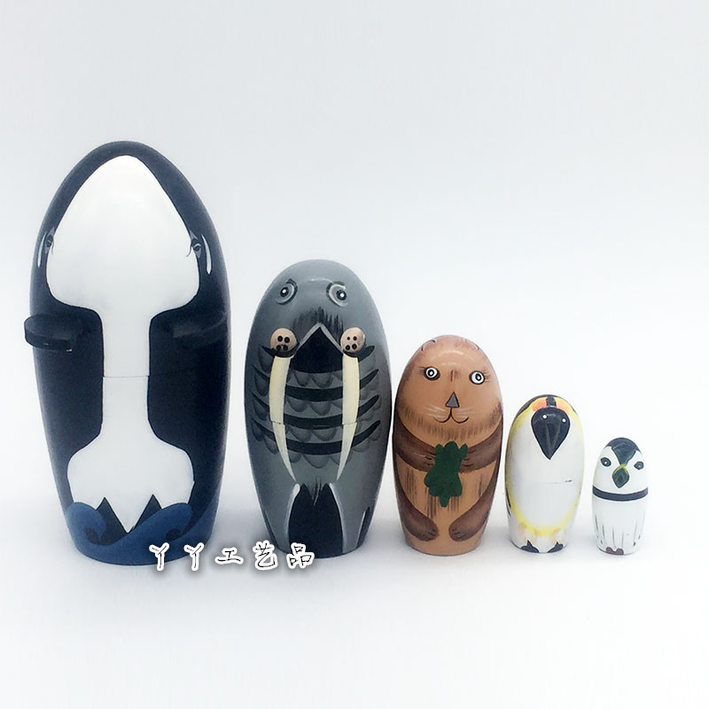 Five-layer whale Russian nesting doll craft gift toy birthday Valentine's Day Christmas gift home decoration