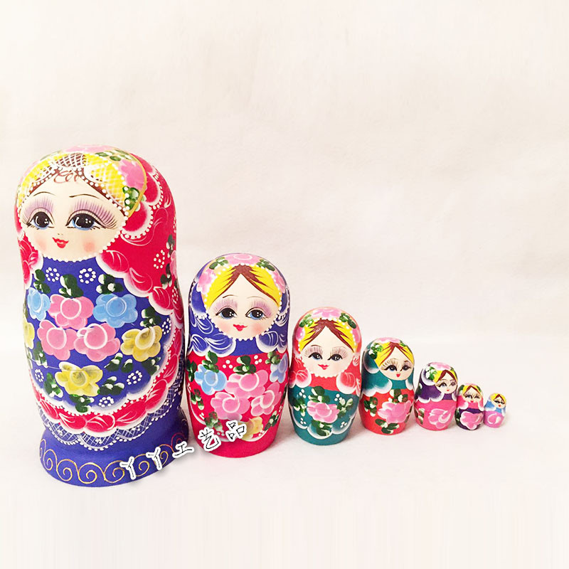 7 - story blue belly girl Russian doll wooden toy gift features wishes doll couple birthday present