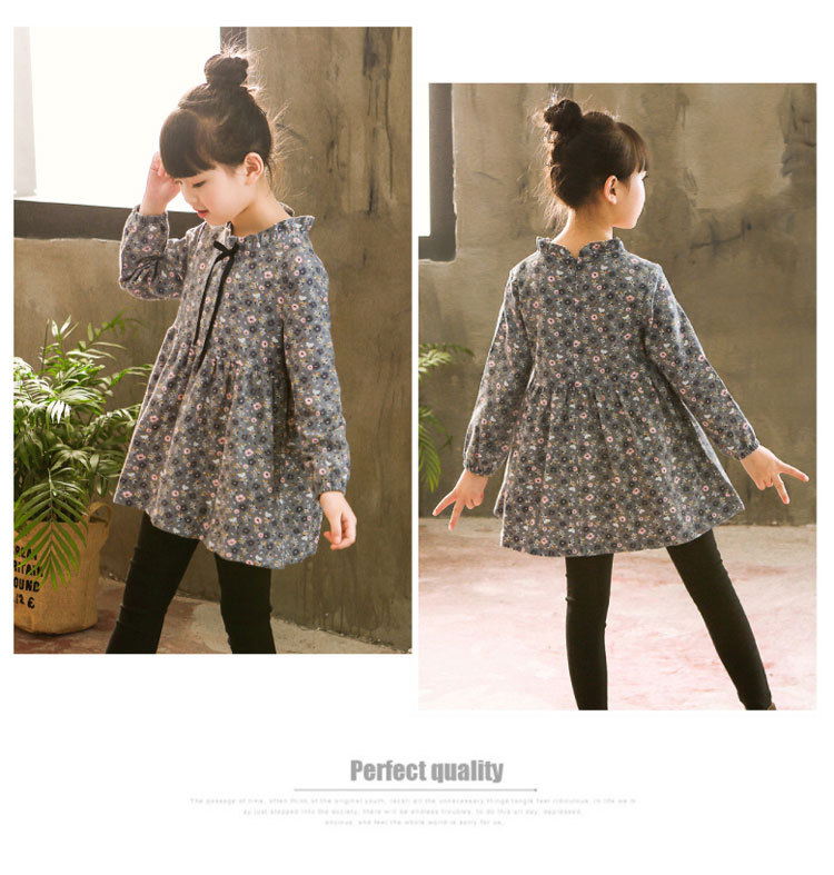 2018 bé gái mùa thu đông mới mặc váy cotton bé gái váy hoa tay dài công chúa đầm thời trang váy công chúa cho bé gái 12 tuổi