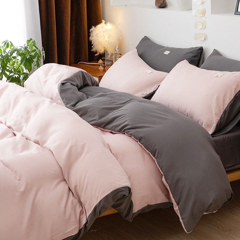 Nordic Feng Shui Washing Cotton Four Sets Nets Red Cover Bed Linen Bed Bedding Bedding Students Dormitory Quilts Three Sets