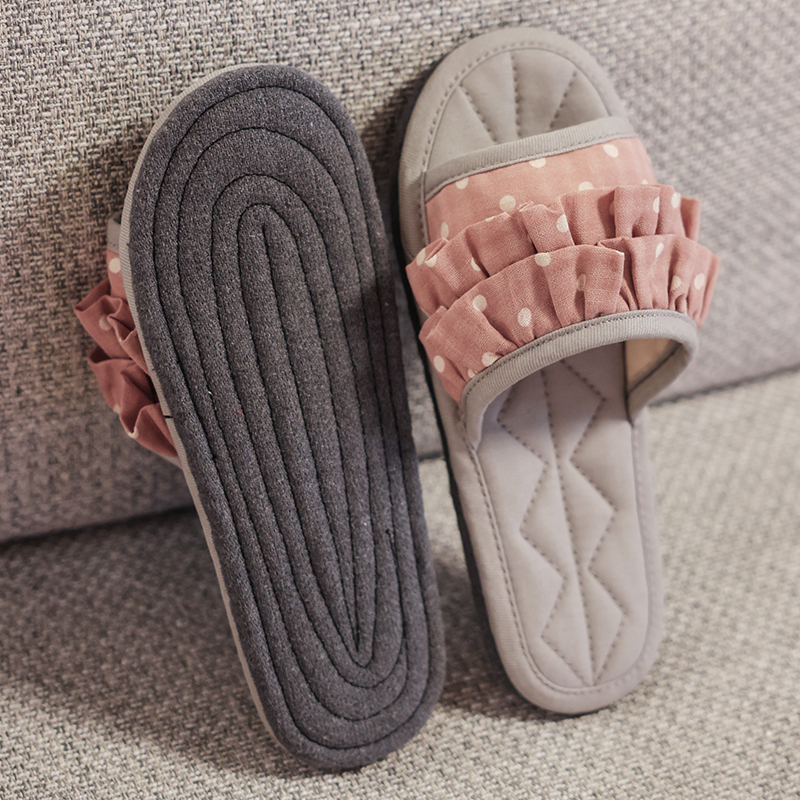 Korean fabric slippers Home handmade silent indoor floor soft sole men and women silent non-slip breathable machine wash shoes