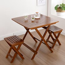 Tear-down and down-and-down-set-up with a small folding square table square folding table-table solid wood eating and learning table home