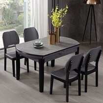 Rock version of the rocky version of the table rock plate table rock plate table modern minimalist telescopic folding home small household type solid wood dining table and chairs group