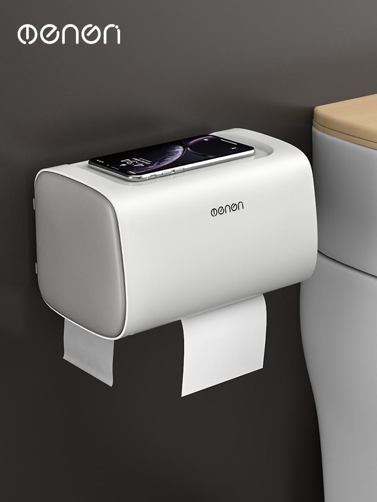 Powder room tissue box toilet waterproof wall-mounted toilet paper storage removable toilet paper non-perforated toilet paper box shelf