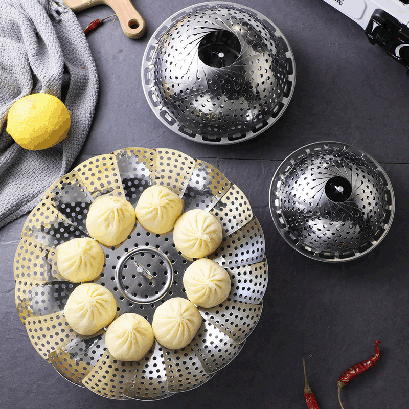 Stainless steel folded retractable steam cage household steam drawer for small cage pack multi-functional steam steam steam frame