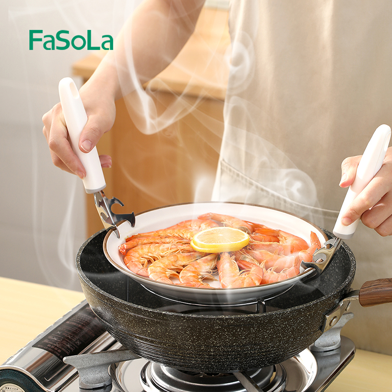 FaSoLa anti-burn clip for bowl clip 304 stainless steel anti-slip god Steamer Steaming Pan Steamed Fish Clip Grip tray Tipping tray clip