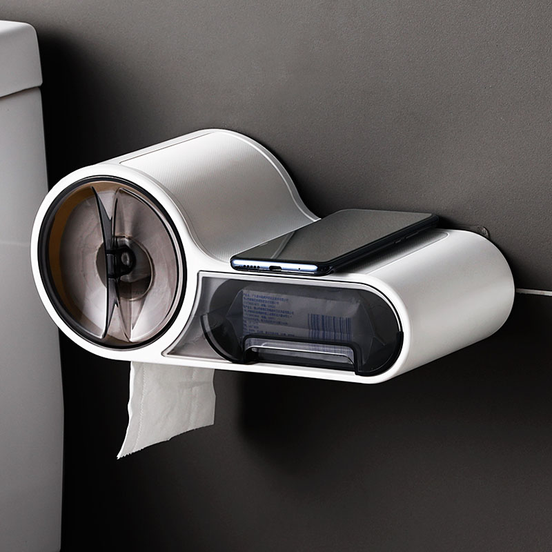 Makeup Room Paper Towel Box Toilet Paper Box Free From Punch Home Idea Waterproof Wall-mounted Drum Toilet Paper Extraction Toilet Paper Shelf Paper Rack