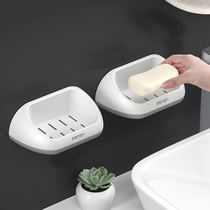 Double soap box shelf creative drain toilet non-punching laundry soap box suction cup wall-mounted soap box