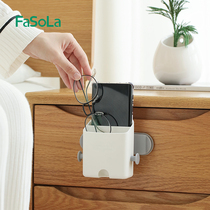 Air conditioning remote control containing box wall-mounted headboard wall-free cell phone contained placement rack hanger