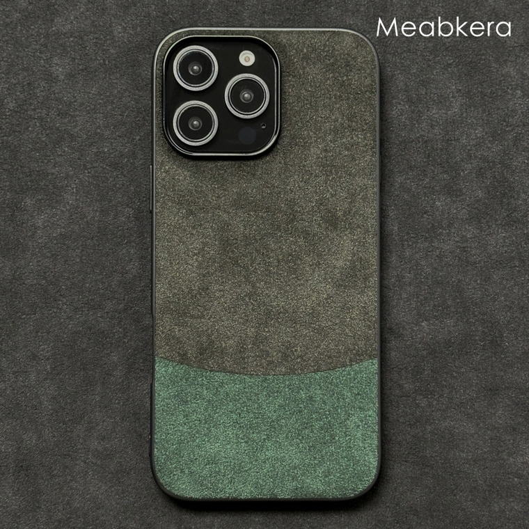 Two Tone ALCANTARA Suede Microfiber High End Premium 16, 16 Plus, 16 Pro, 16 Pro Max iPhone Case
