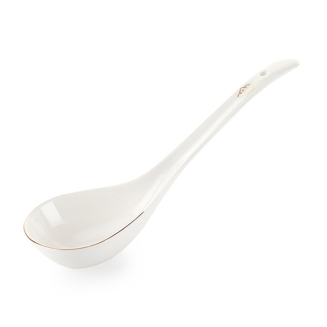 Bone china gold-rimmed ceramic spoon, ບ່ວງແກງໃນຄົວເຮືອນ, ບ່ວງຂະຫນາດນ້ອຍ, ບ່ວງ porridge, ບ່ວງ noodle, ບ່ວງ ceramic