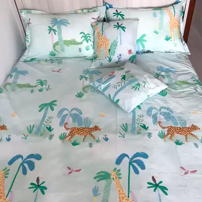 Children's bedding custom cotton cartoon jungle animal sheets quilt cover pillowcase three or four piece cotton student dormitory