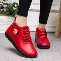 Зимняя женская хлопчатобумажная обувь плюс бархатная обувь для сохранения тепла мамины туфли из искусственной кожи водонепроницаемые нескользящие повседневные хлопковые туфли с высоким берцем универсальные зимние ботинки