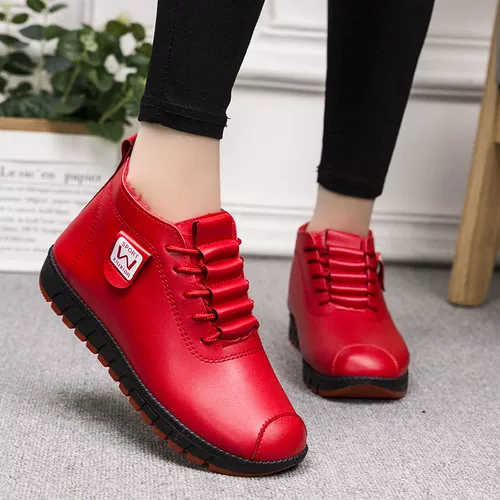 Зимняя женская хлопчатобумажная обувь плюс бархатная обувь для сохранения тепла мамины туфли из искусственной кожи водонепроницаемые нескользящие повседневные хлопковые туфли с высоким берцем универсальные зимние ботинки