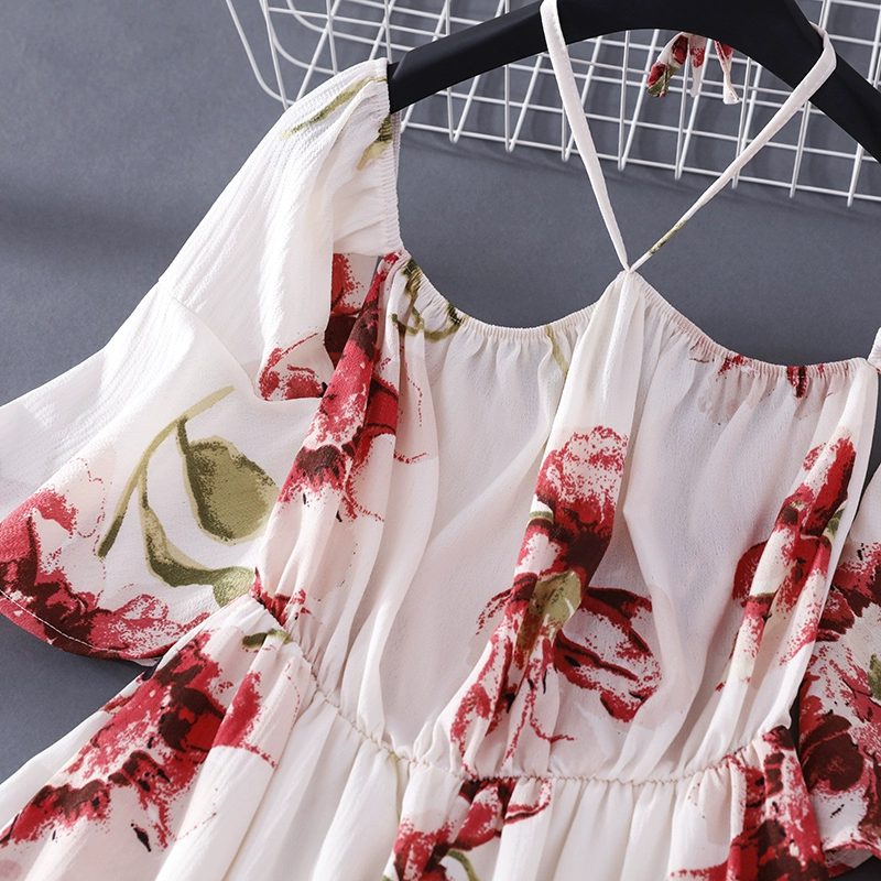 Mùa hè 2019 phiên bản Hàn Quốc mới của quần lửng ống loe siêu rộng có cổ in jumpsuit nữ cạp cao cạp cao