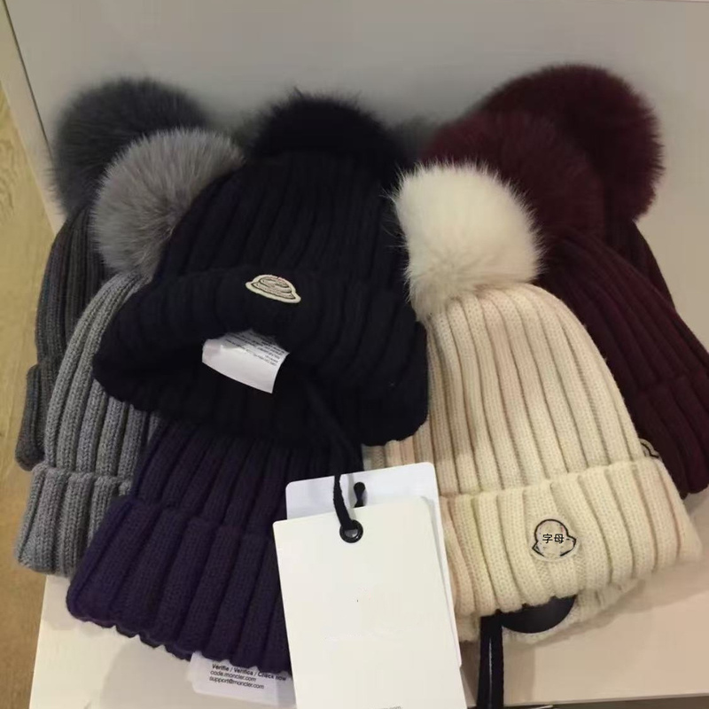 M Brand Same Style Hat for Men and Women, Winter Fox Fur Pom-Pom Hat, Popular Versatile Wool Knit Hat, Thickened for Warmth M Brand Same Style Hat for Men and Women, Winter Fox Fur Pom-Pom Hat, Popular Versatile Wool Knit Hat, Thickened for Warmth