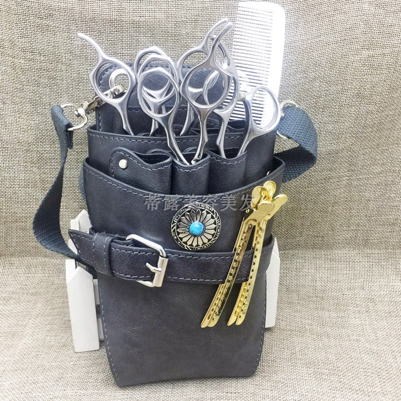 Retro hair cutting bag personality hairdressing waist bag hair stylist scissors bag messenger pet large capacity hairdressing tools