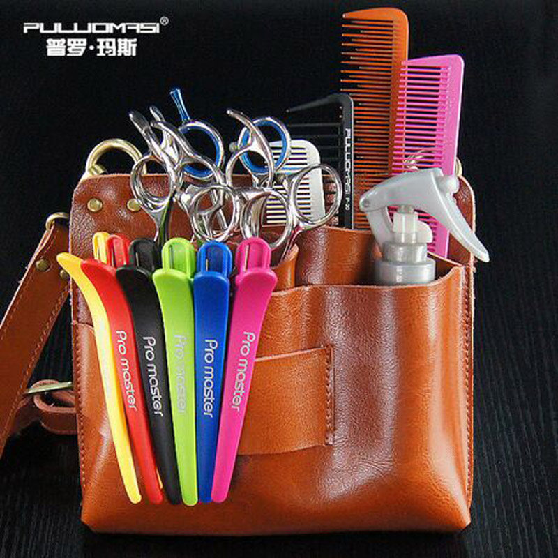 Personality retro fanny pack scissors comb hair cut bag Hair management tool Scissors bag 7-pack hair stylist satchel