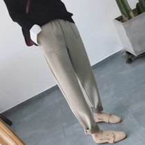 Pregnant women pants in autumn and winter thickened pregnancy without velvet winter leisure tide mother winter wear woolen wide leg pants