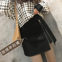 Pregnant womens winter wear half-length skirt autumn and winter fashion padded velvet tide mother loose woolen woolen bottom underbelly skirt