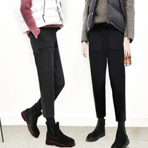 Autumn and winter 2021 new pregnancy 3-9 months tide mother bottoming radish outside wearing woolen pregnant women wide leg pants