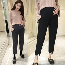 Autumn and winter pregnant women pants autumn 2021 new pregnancy tide mother wear belly loose nine casual trousers