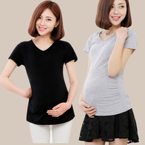 Maternity summer coat 2021 New Korean fashion cotton short sleeve T-shirt summer thin base shirt short