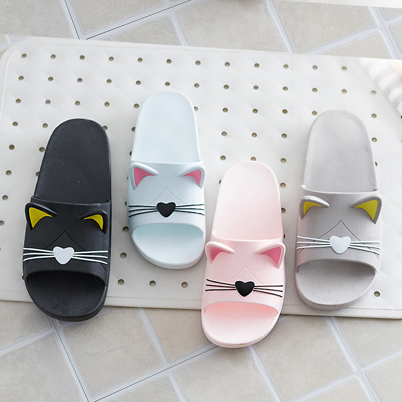 Travel slippers female bath drag can be worn outside the home adult pink beach vacation personality cat parent-child cool drag summer