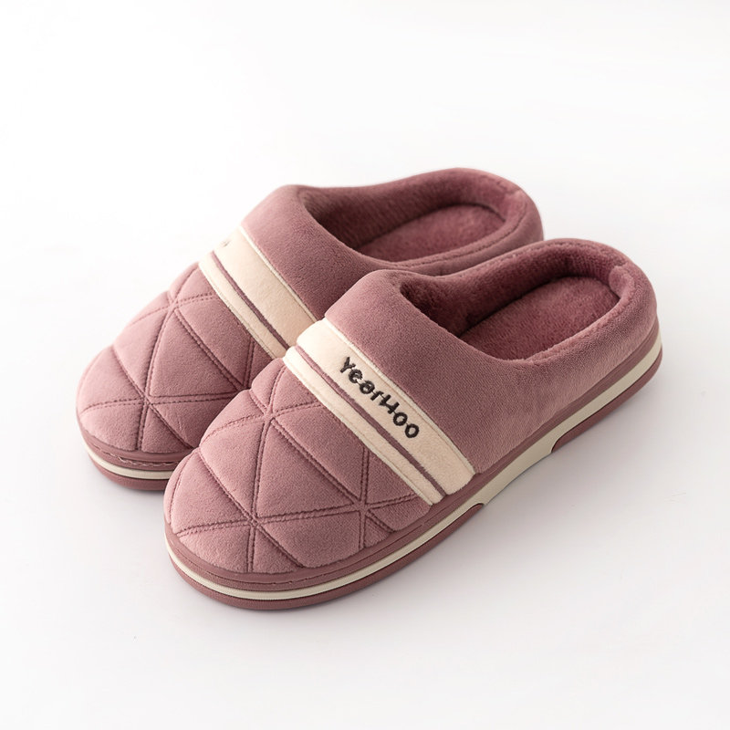 Middle-aged cotton slippers women's winter plush indoor thickened non-slip wear Grandma old man hairy slippers men's winter section