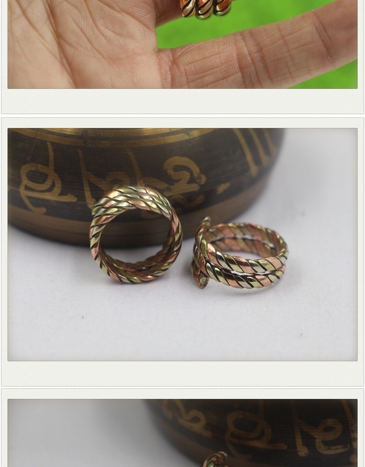 Trang sức mới Nepal handmade ba màu đồng gió quốc gia không phai nhẫn nhẫn mặt dây chuyền mặt dây chuyền nam nữ nhẫn cưới bạch kim