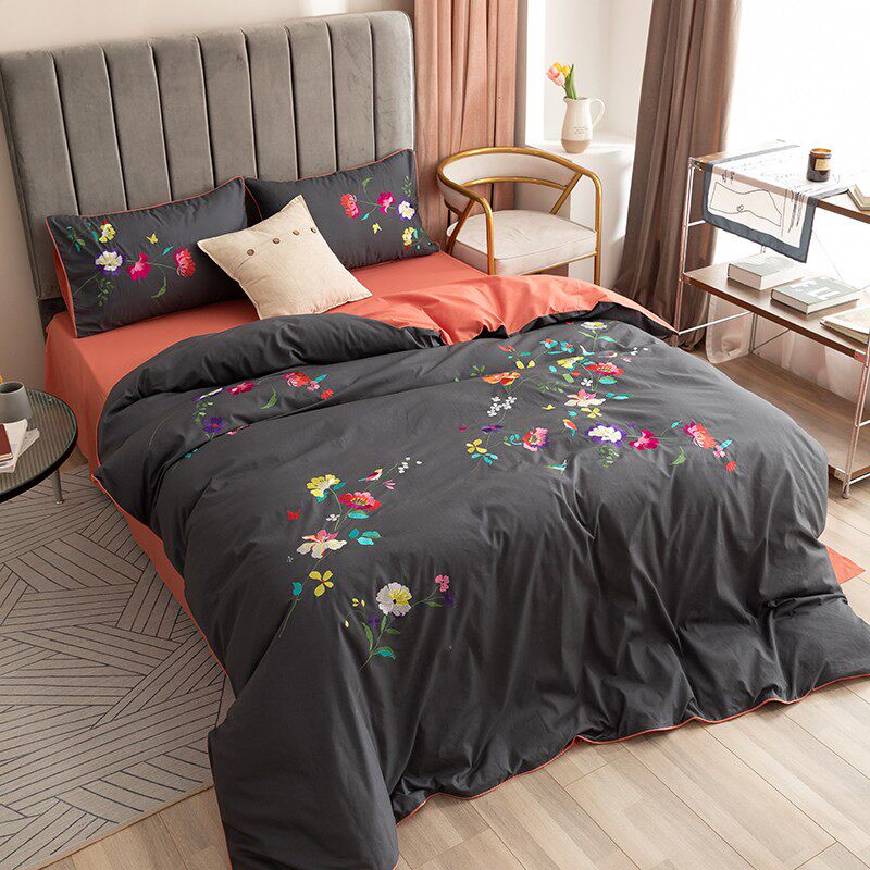 Special foreign trade tail single embroidery cotton four-piece 100% cotton embroidery double quilt cover 1 5m1 8m for bed