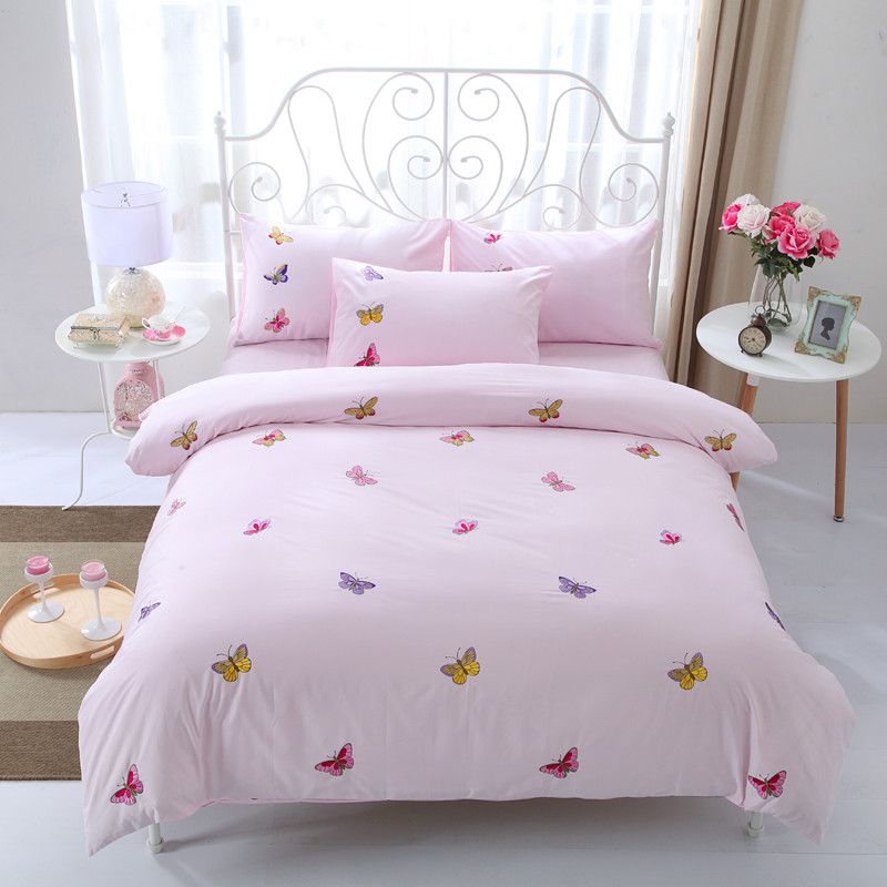 Fine butterfly embroidery full cotton quilt embroidered pure cotton twill quilt cover double 1 5m1 8 m bedding