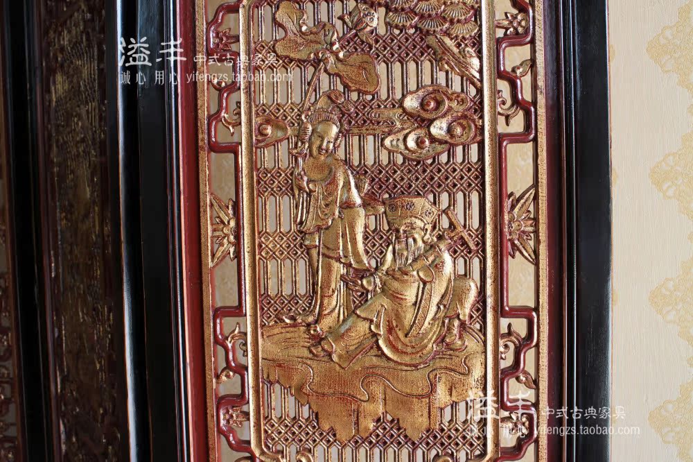 Dongyang woodcarving gỗ rắn hollow lưới cửa hiên phân vùng tường antique folding tầng bốn cửa sổ màn hình