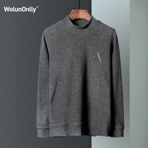 Wolunonlly2020 autumn and winter new mens long-sleeved t-shirt semi-high collar base shirt mens autumn top mens clothing