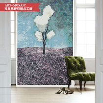Three white clouds mosaic glass background wall puzzle Bathroom wall sticker Entrance parquet modern tile mural