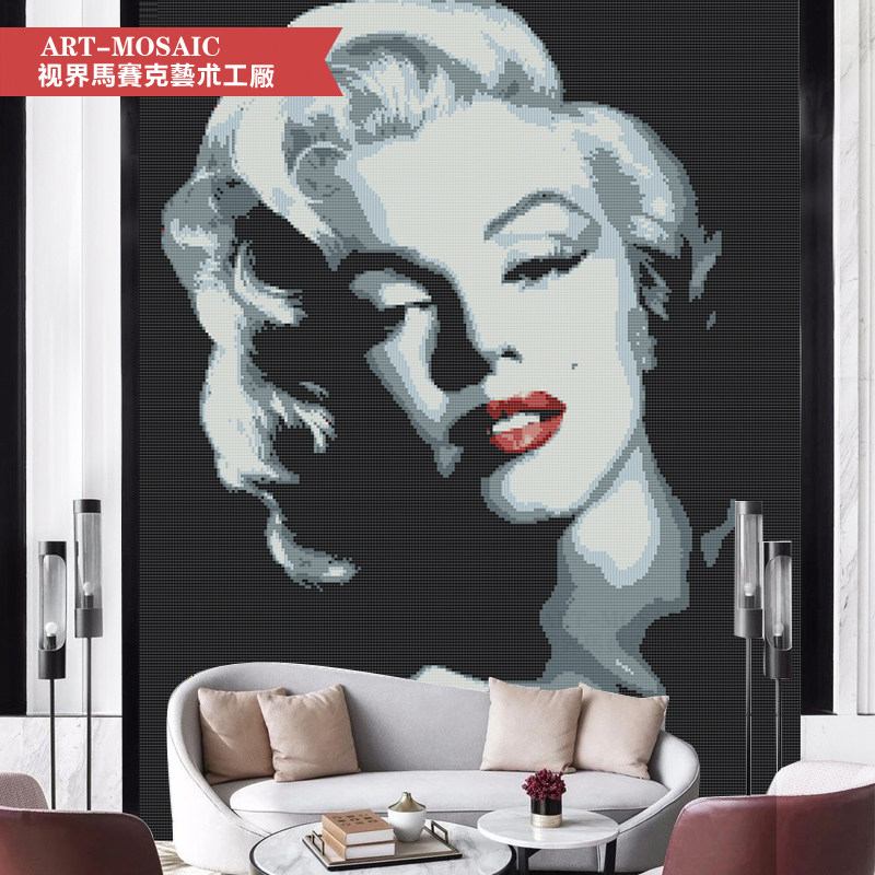Personalized custom mosaic mosaic Marilyn Monroe black and white gray modern minimalist porch bathroom wall stickers
