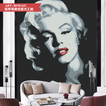 Personalized custom mosaic puzzle Marilyn Monroe black and white gray modern simple entrance bathroom background wall sticker
