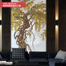 Personality custom art mosaic cut modern simple porch bathroom aisle background wall stickers mural fortune tree