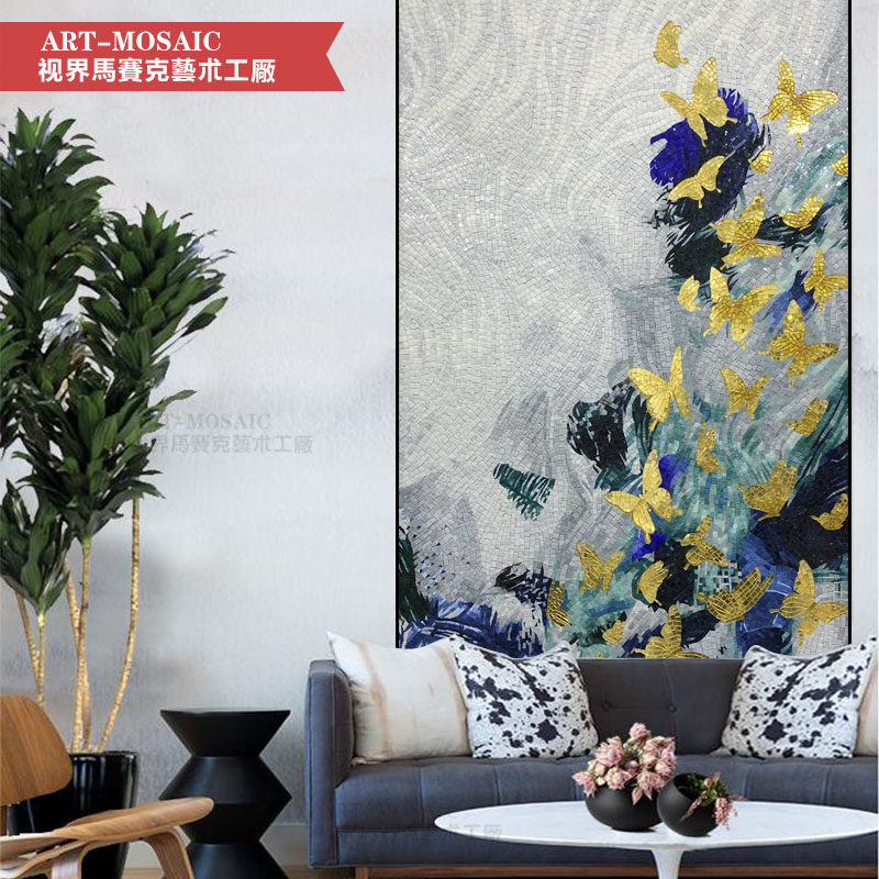 Abstract modern glass mosaic fine cut painting tile background wall simple modern living room puzzle porch decorative painting