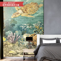 Personality custom underwater world Sea Turtle Art mosaic cut puzzle tile background wall porch aisle restaurant