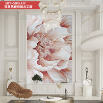 Personalized custom modern minimalist style peony mosaic cutout entrance aisle restaurant background wall mural