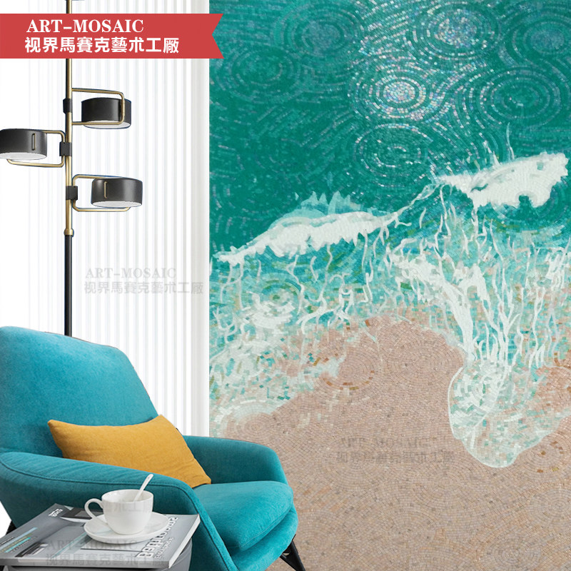 Personality Custom Glass Mosaic Tiles Genguan Cut Painting Background Wall Brief Modern Living Room Puzzle Aisle Fresco