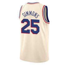 76ers No. 25 Simmons jersey BenSimmons hot-pressed city version retro basketball uniform vest customized
