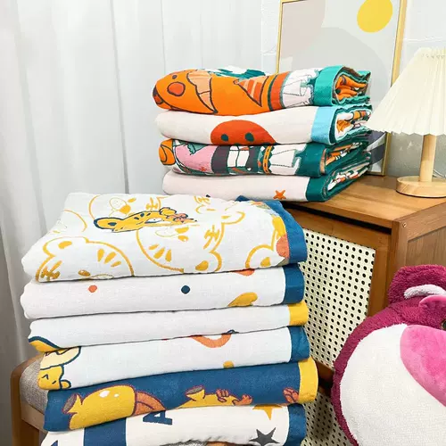 Детское дышащее летнее хлопковое марлевое одеяло, банное полотенце