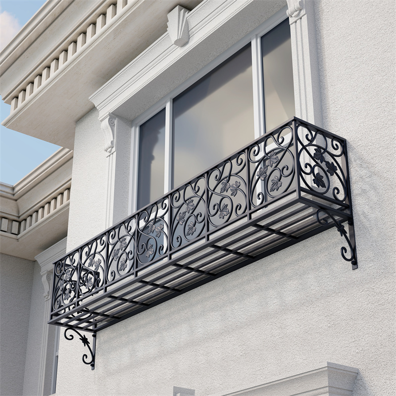 Aluminum Alloy Window Sill Flower Stand Balcony Railing Guardrail Hanging Outdoor Window Wall Hanging Flower Pot Rack Flower Basket Storage Rack